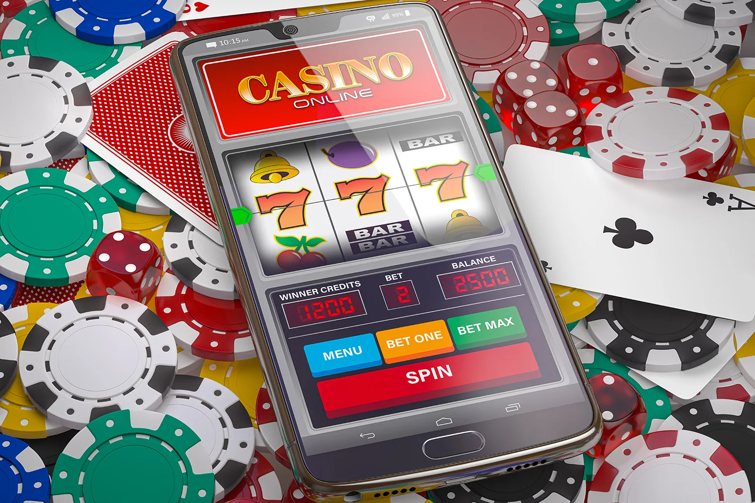 Online casino slot machine displayed on a smartphone, highlighting the role of GenAI casino game localization in mobile gaming.