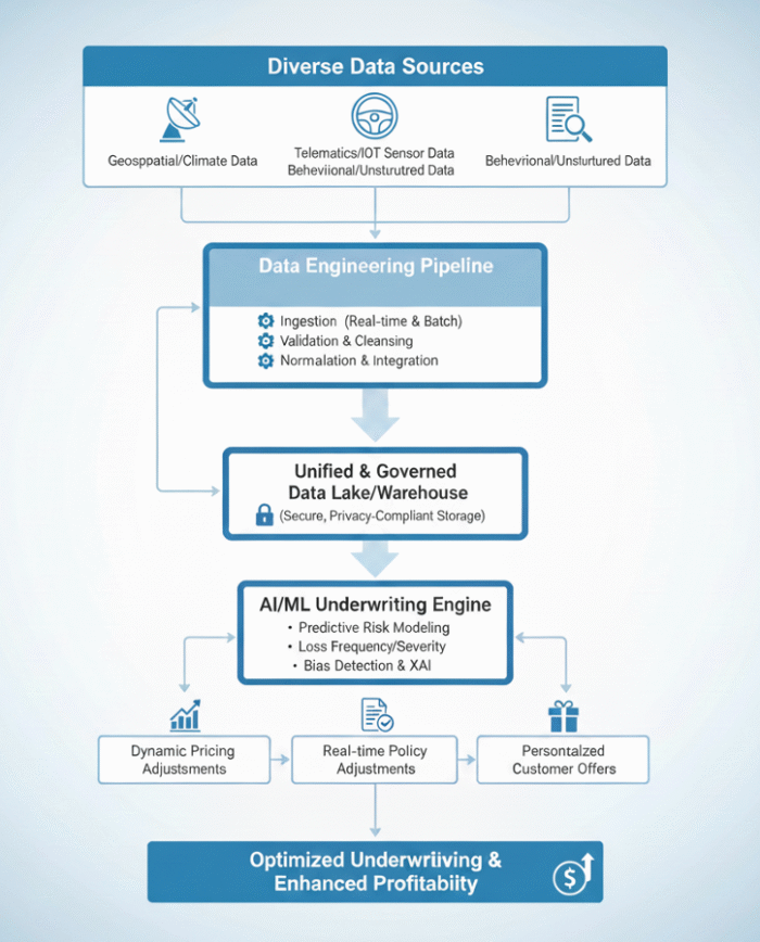 Flowchart illustrating the AI Insurance Underwriting workflow.